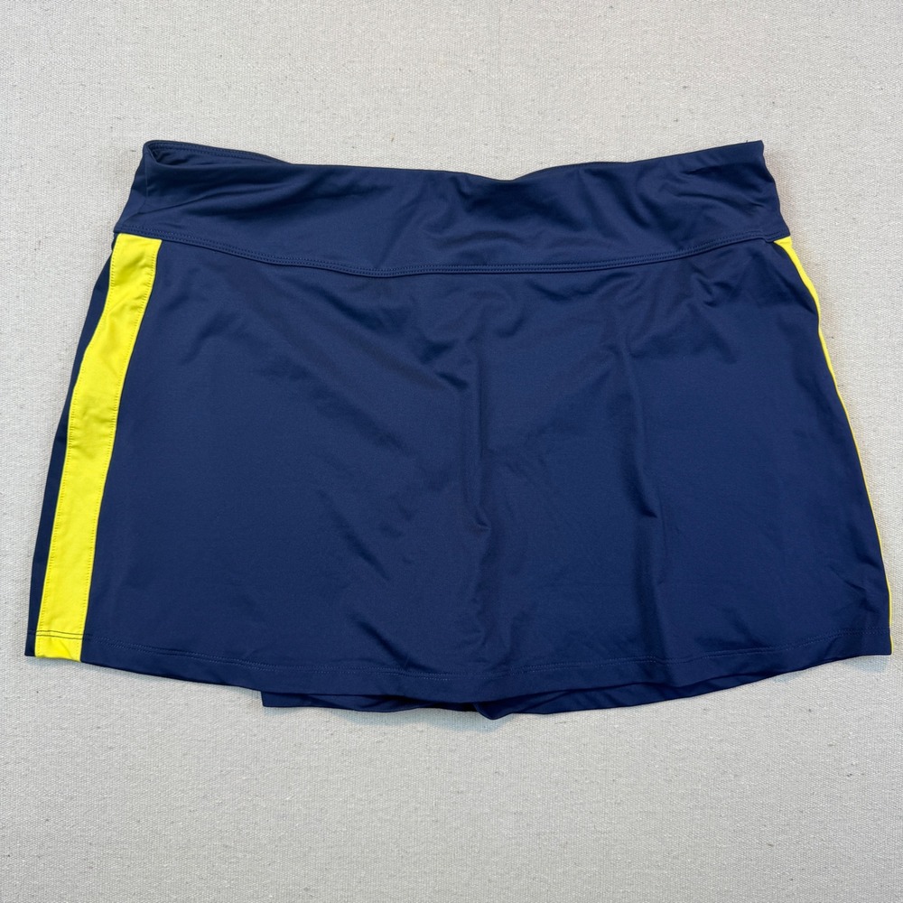 Fila Size Large Skort Women Navy Blue Yellow Side Stripe Athletic Shorts